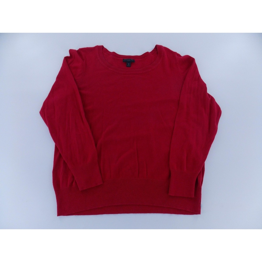 Worthington Sweater Pullover Crewneck Modern Women 1X Red Knit Long Sleeve Top